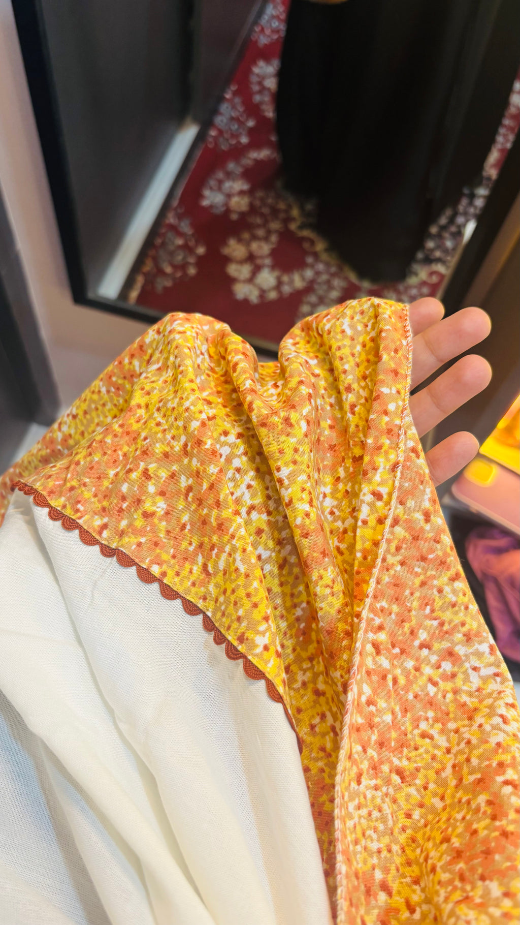 Asthetic Mustard and white designer dupatta