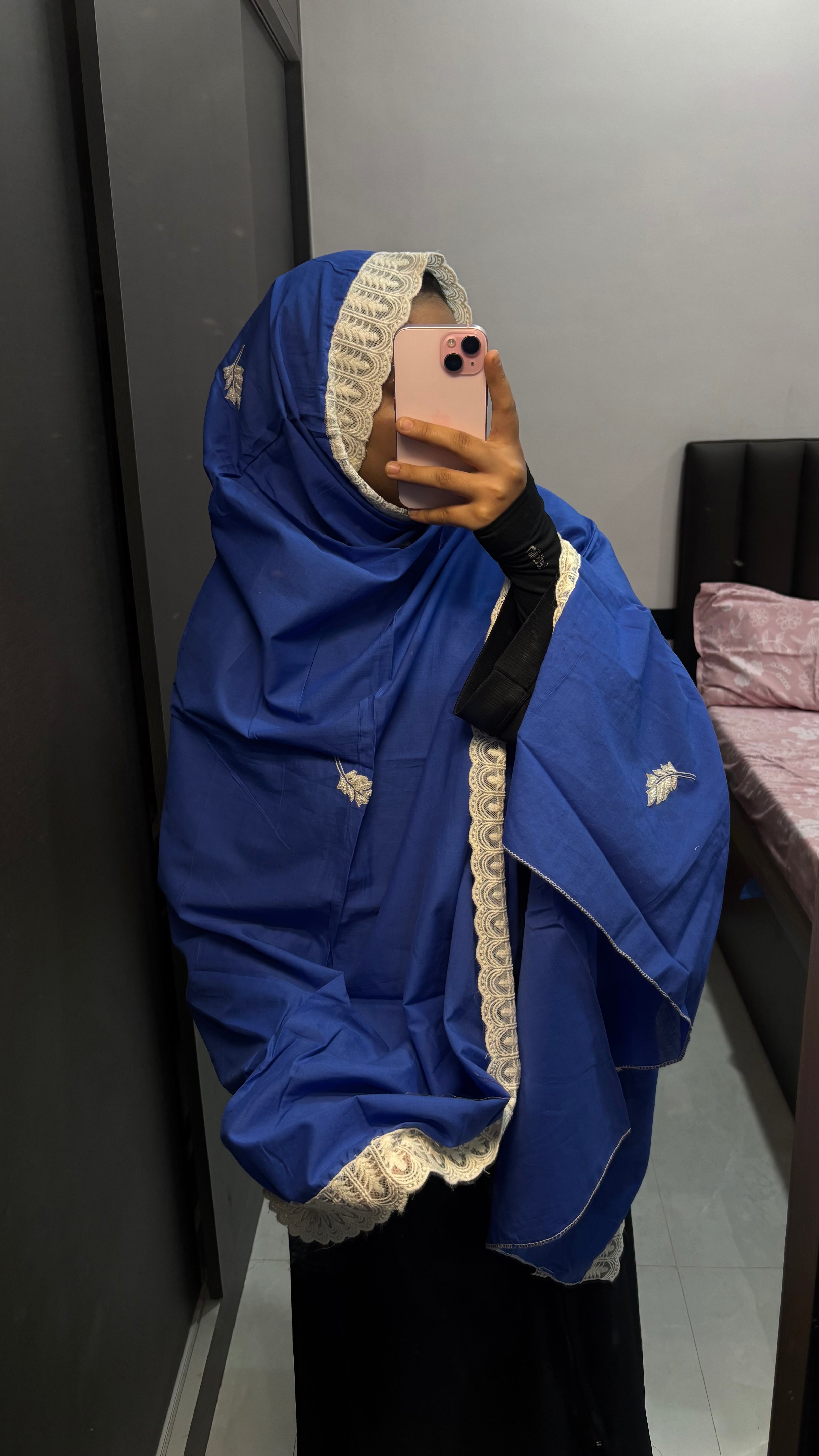 Blue & white Handwork Pure cotton Dupatta