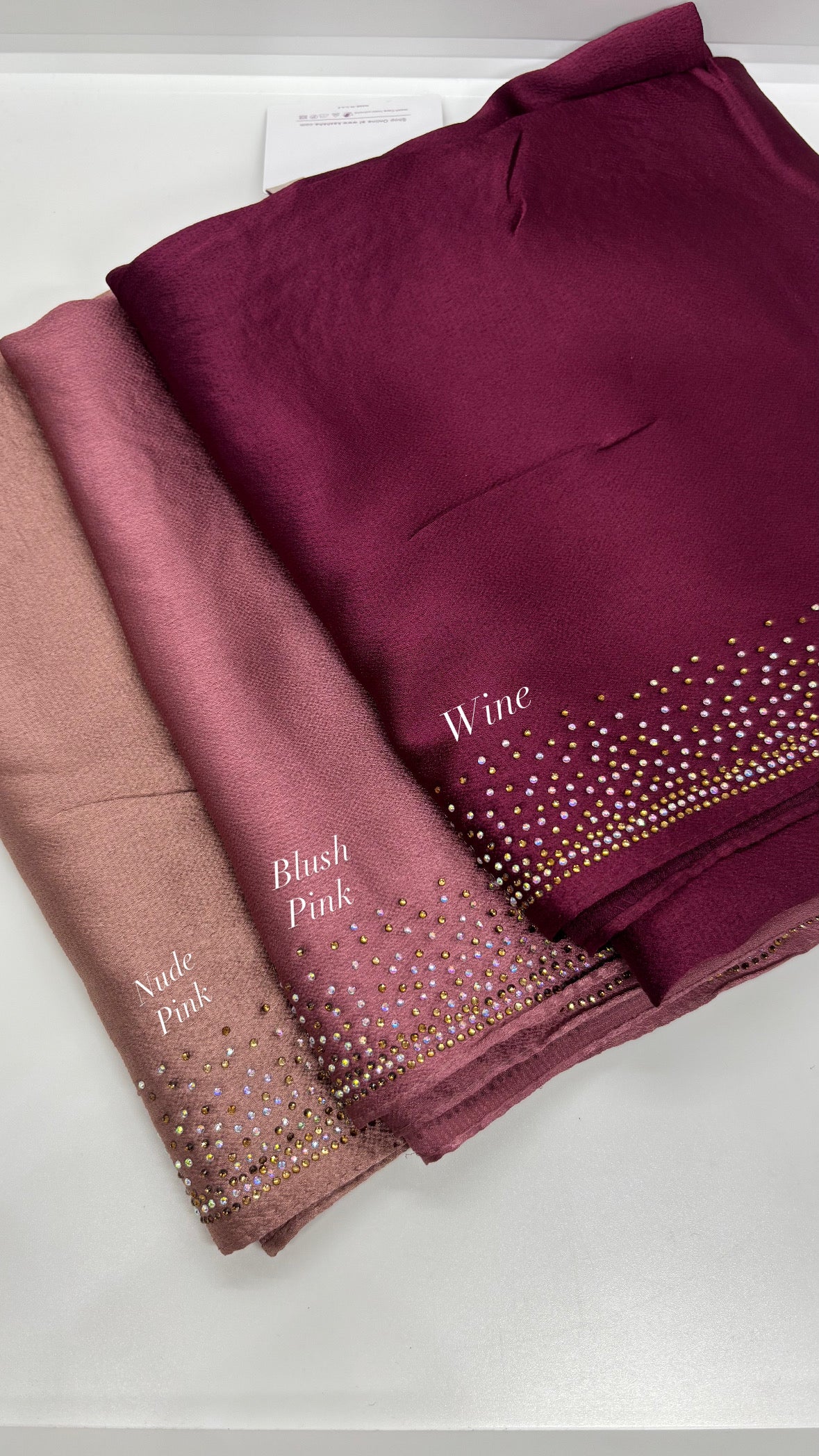 Stone work Satin Party Wear Hijabs - Made in UAE