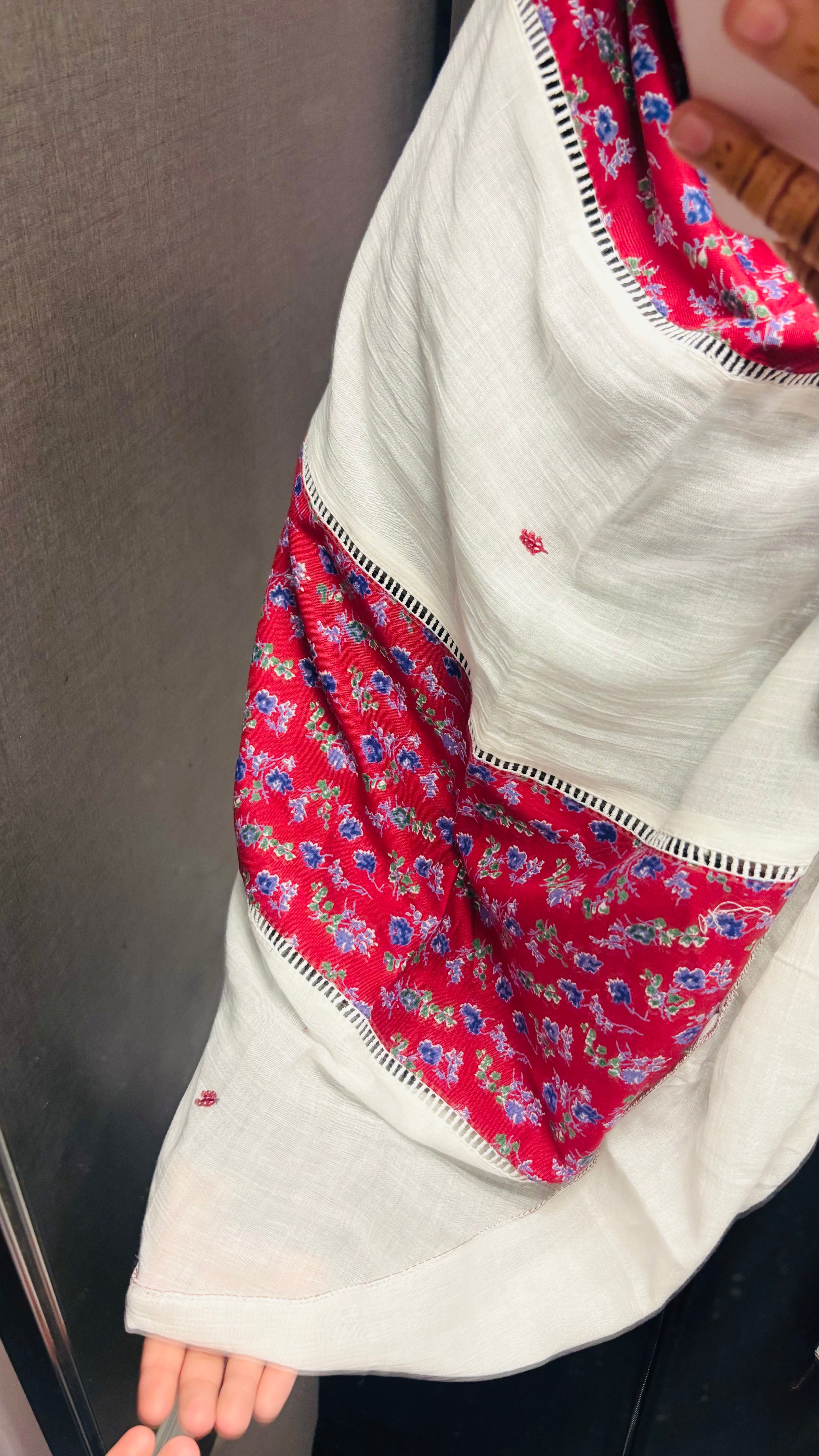 Maroon & Off white Rayon Designer Dupatta