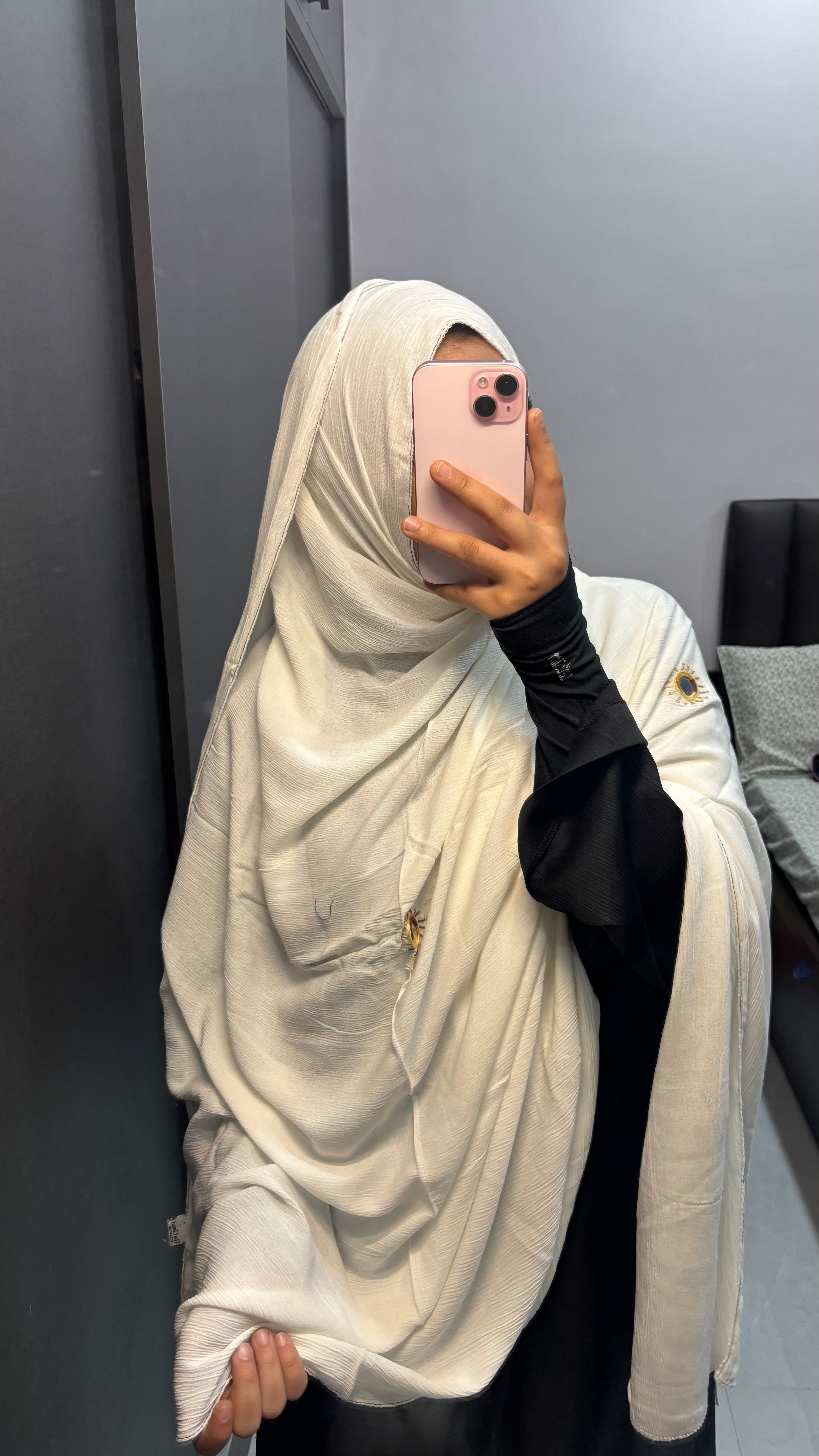 White Pure Cotton Minimal Embroidered Non transparent Dupatta