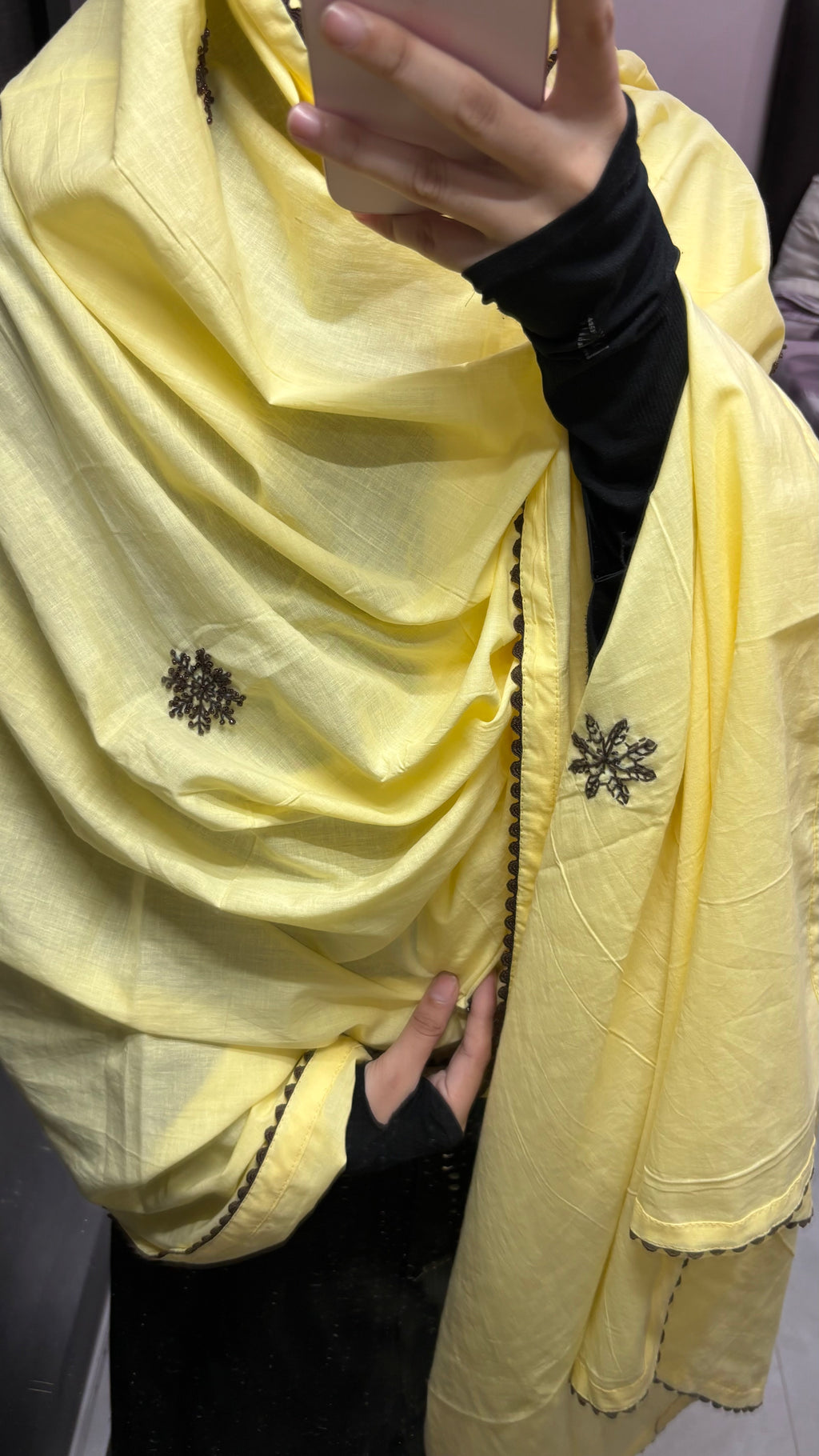 Yellow pure cotton snowflakes Big Dupatta/Chadar