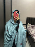 Baby blue & Maroon Embroidered Soft Rayon Chadar/Dupatta