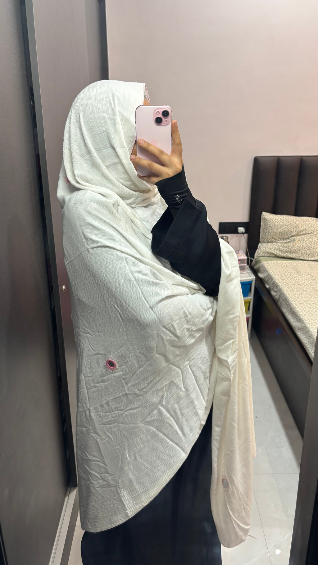 White Pure Cotton Non transparent Dupatta