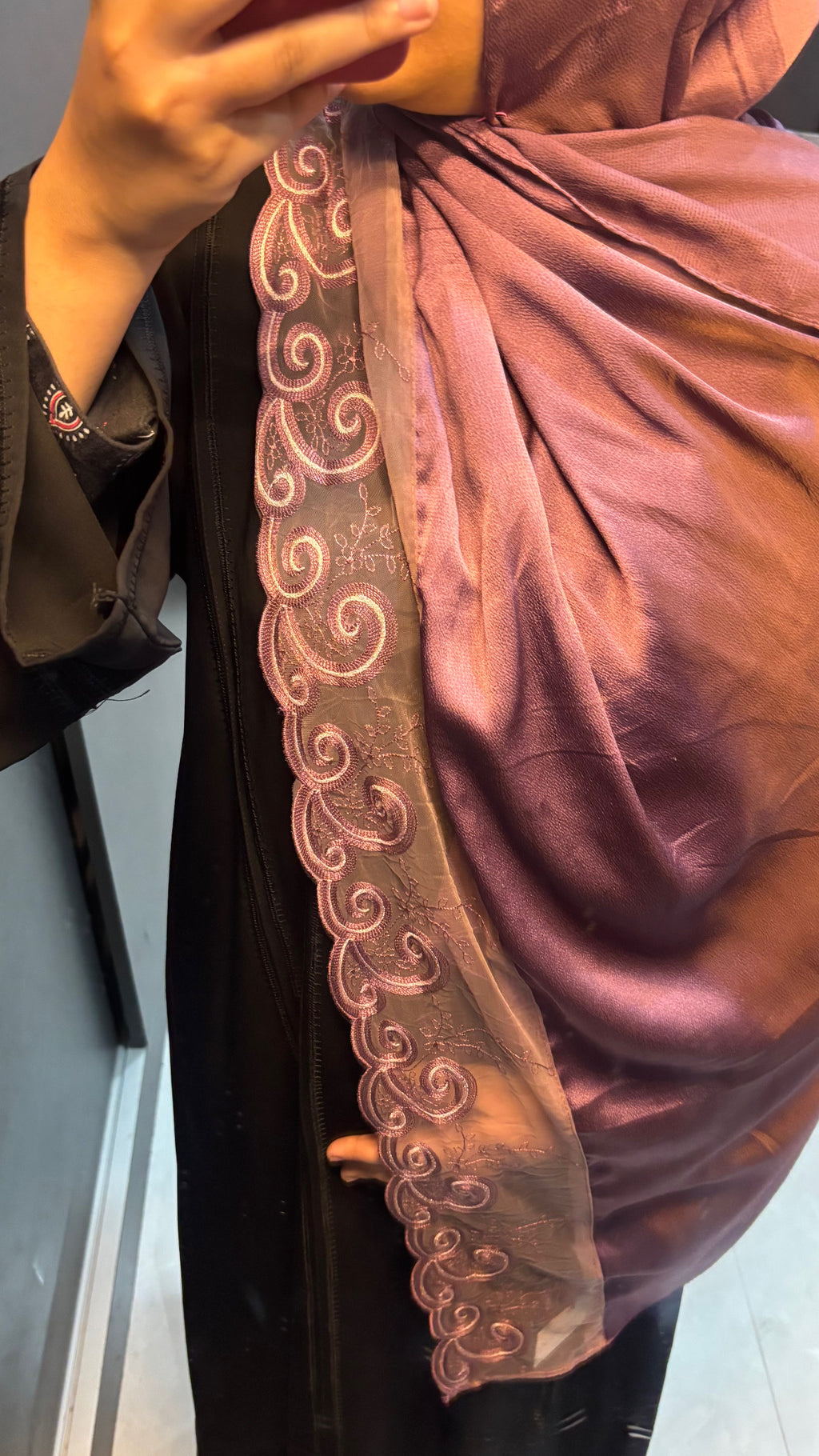 Purple Beautiful Lace Stain Hijab