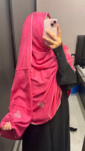 Pink with grey hand work dupatta