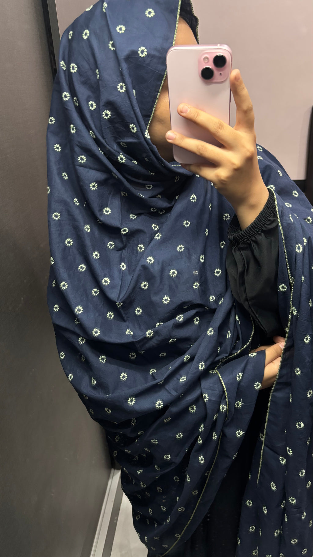 Embroidered Navy blue Pure Cotton chicken Dupatta