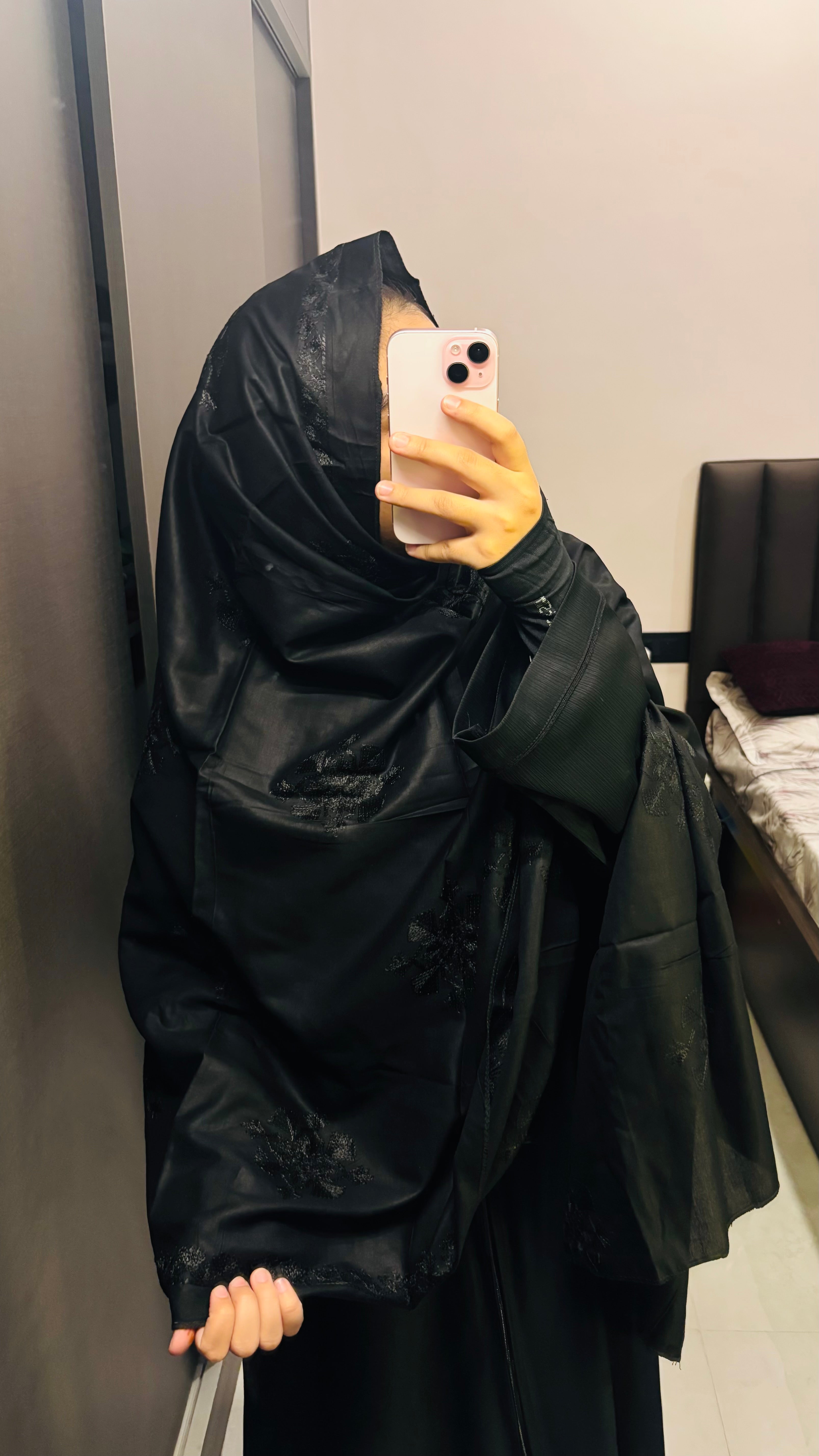 Black to Black Embroidered Rayon Namaz Dupatta