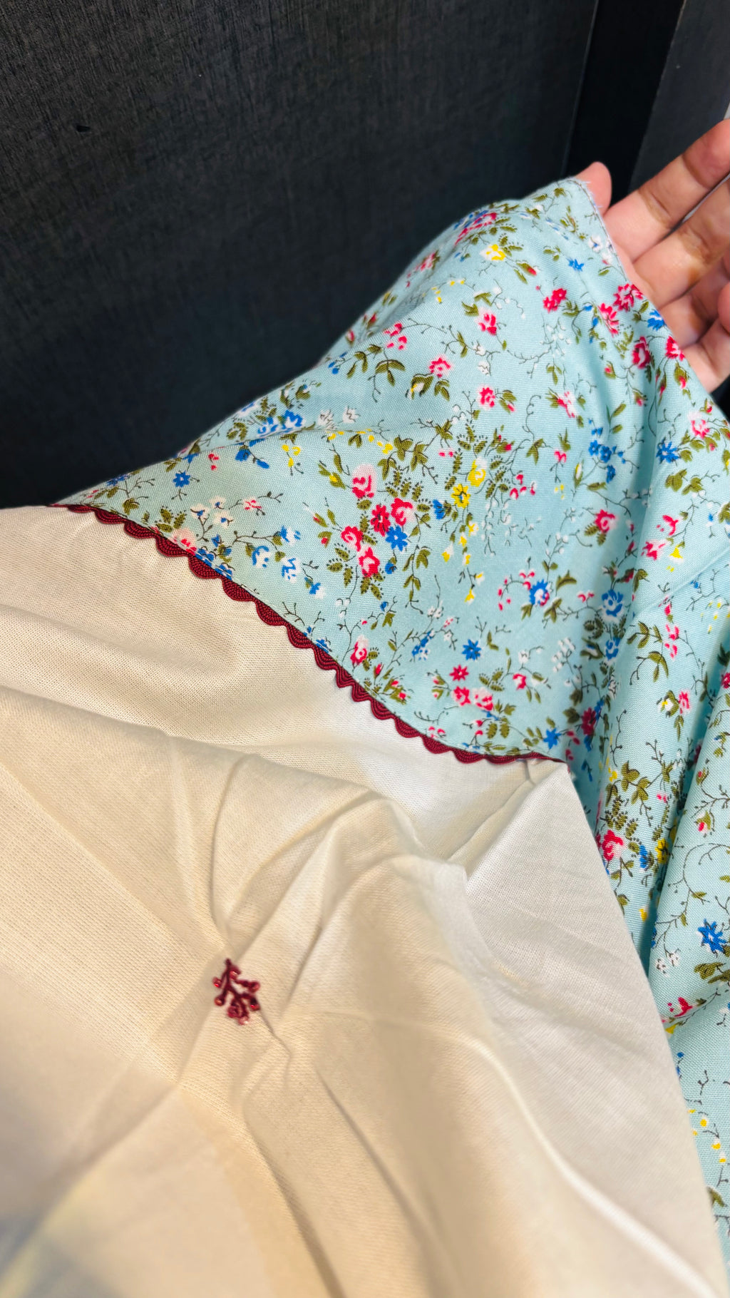 Subtle green & white designer dupatta