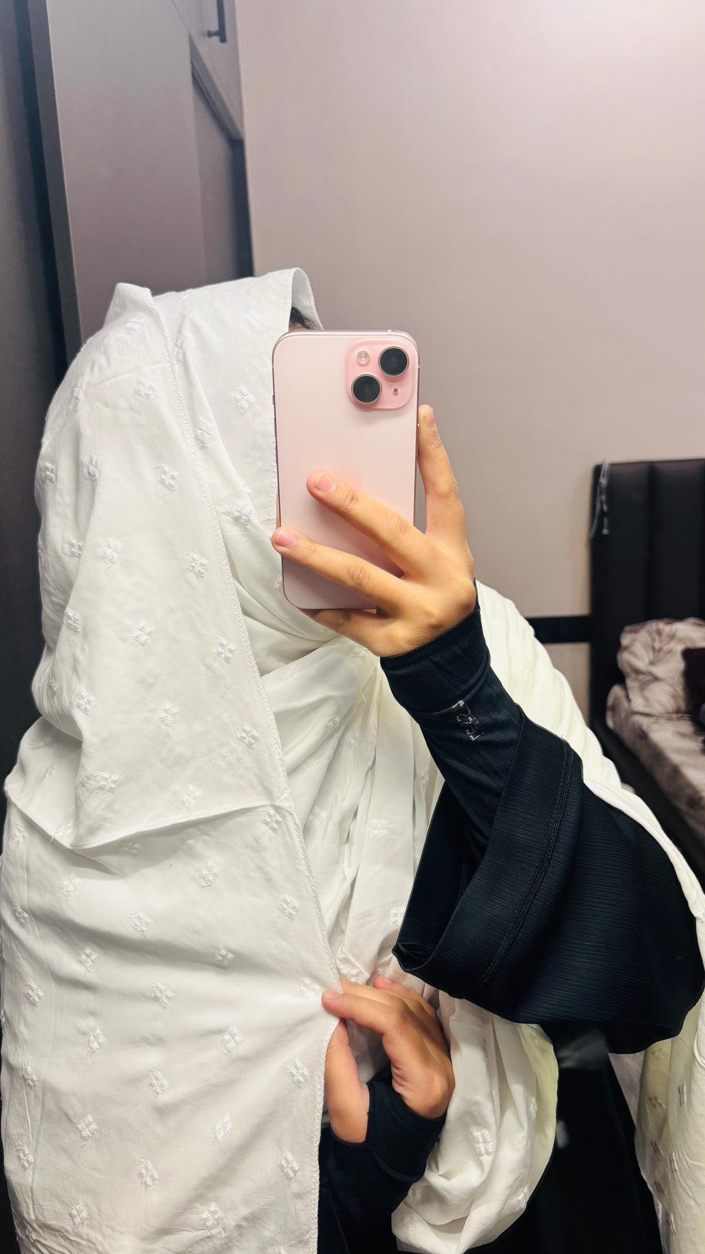Embroidered chikan white dupatta - 2.25 x 1.5 meters