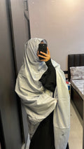 Light Grey Embroidered Cotton Pure Cotton Big Dupatta/ Chadar