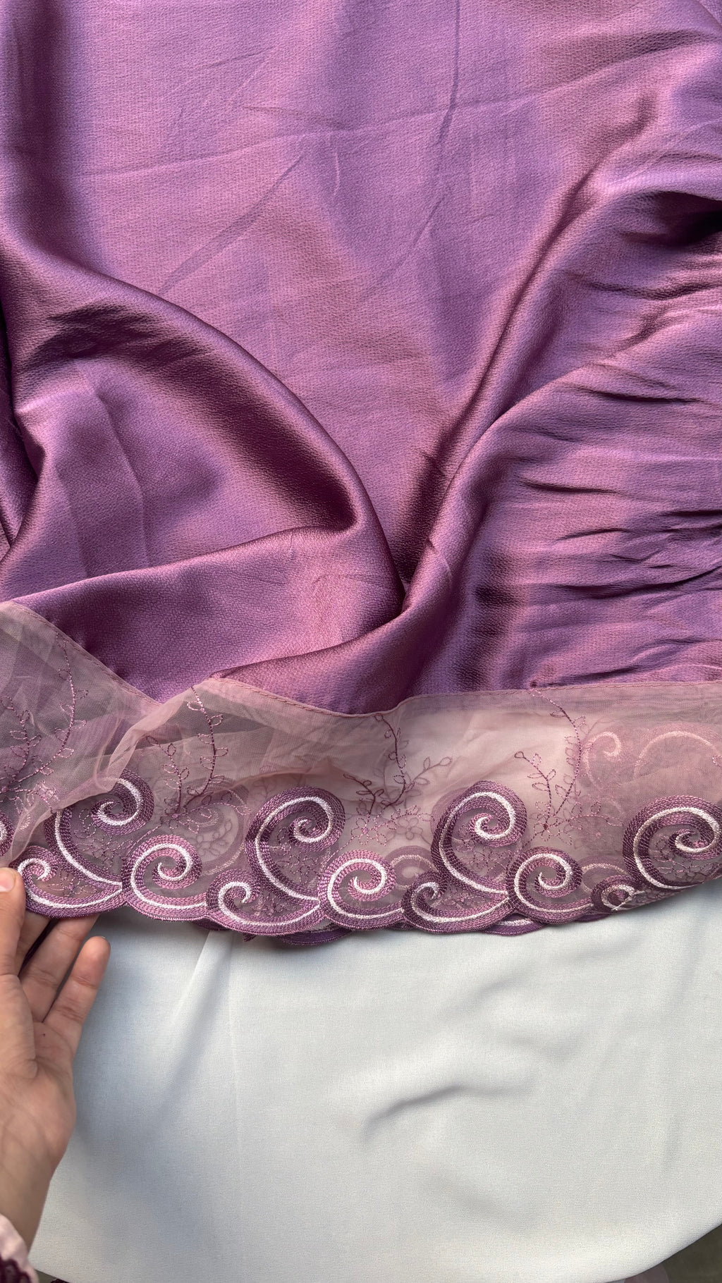 Purple Beautiful Lace Stain Hijab