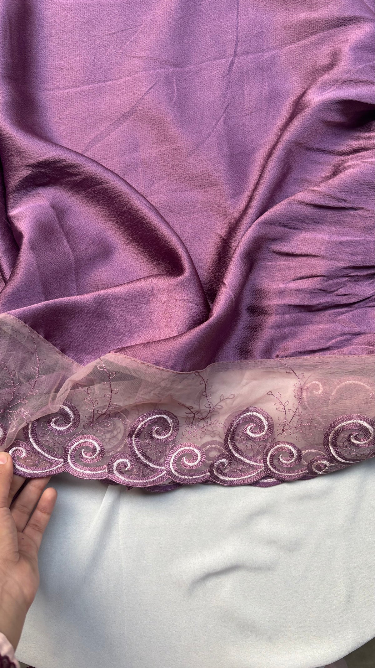 Purple Beautiful Lace Stain Hijab