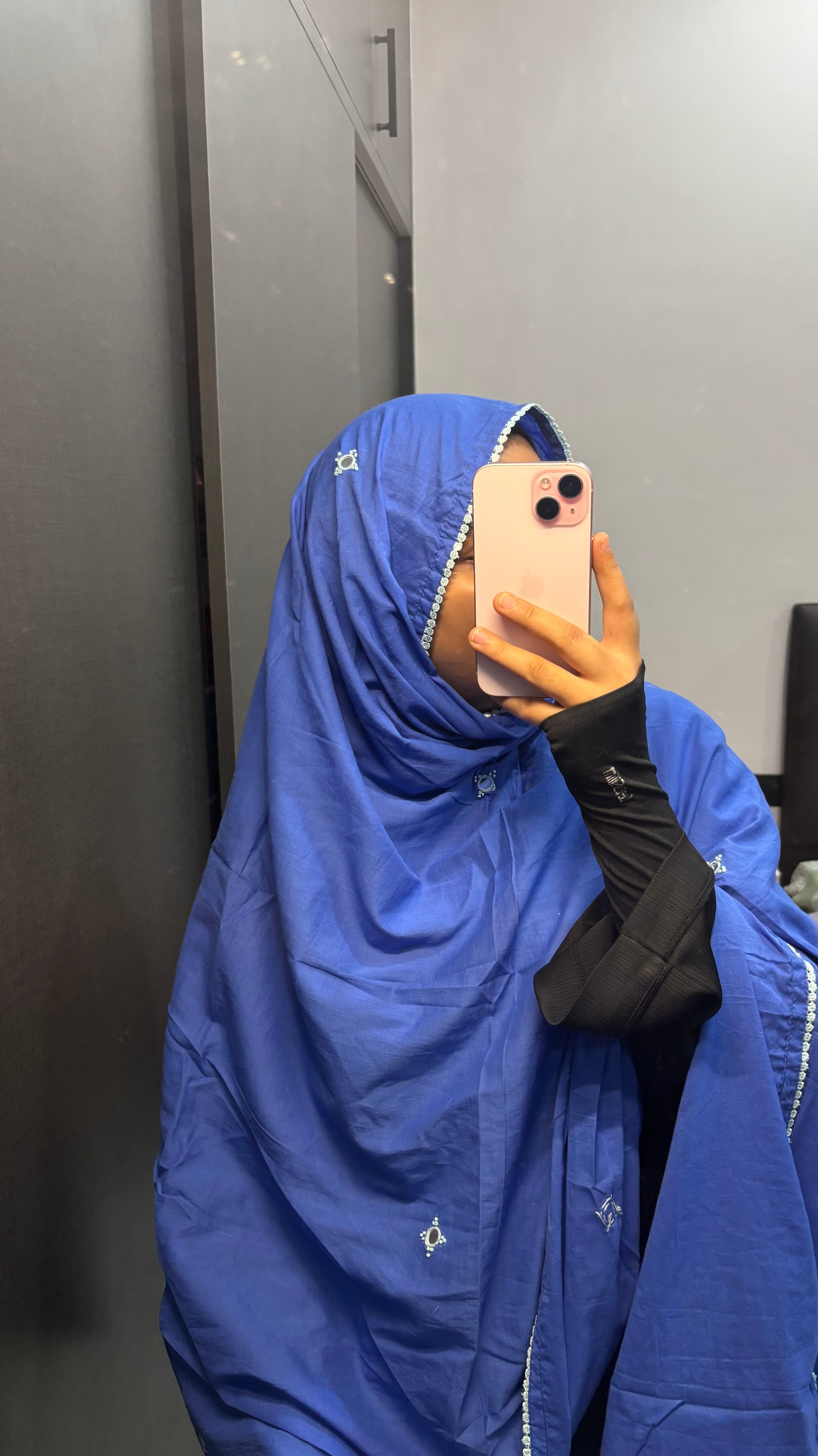 Blue Mirror work Pure Cotton Dupatta