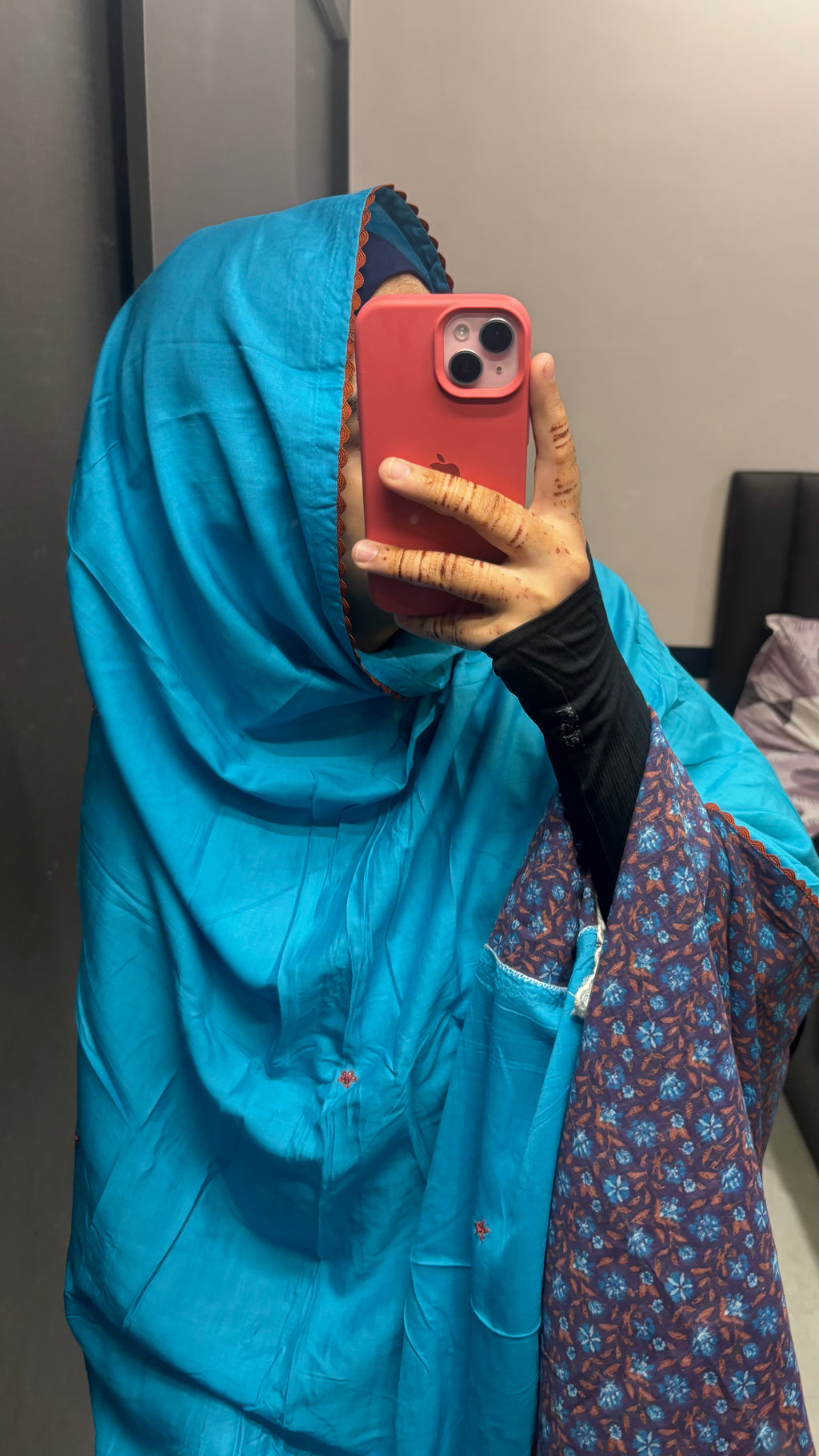 Blue & Purple Embroidered Designer Dupatta