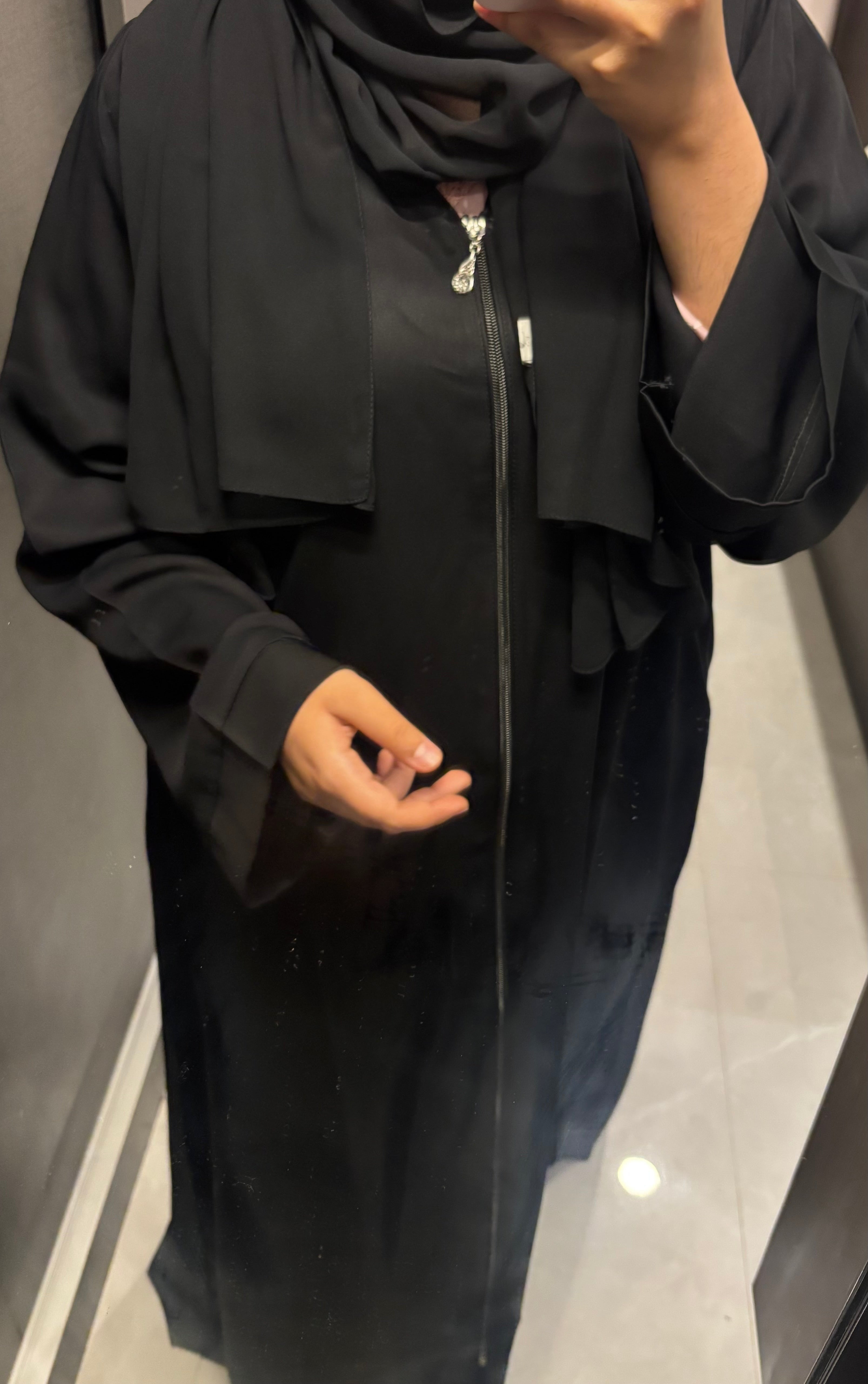 Imported Nida Basic Abaya - Front Open Full Zip