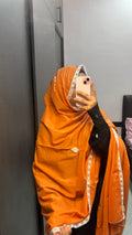 Orange & white Handwork Pure cotton Dupatta (Copy)