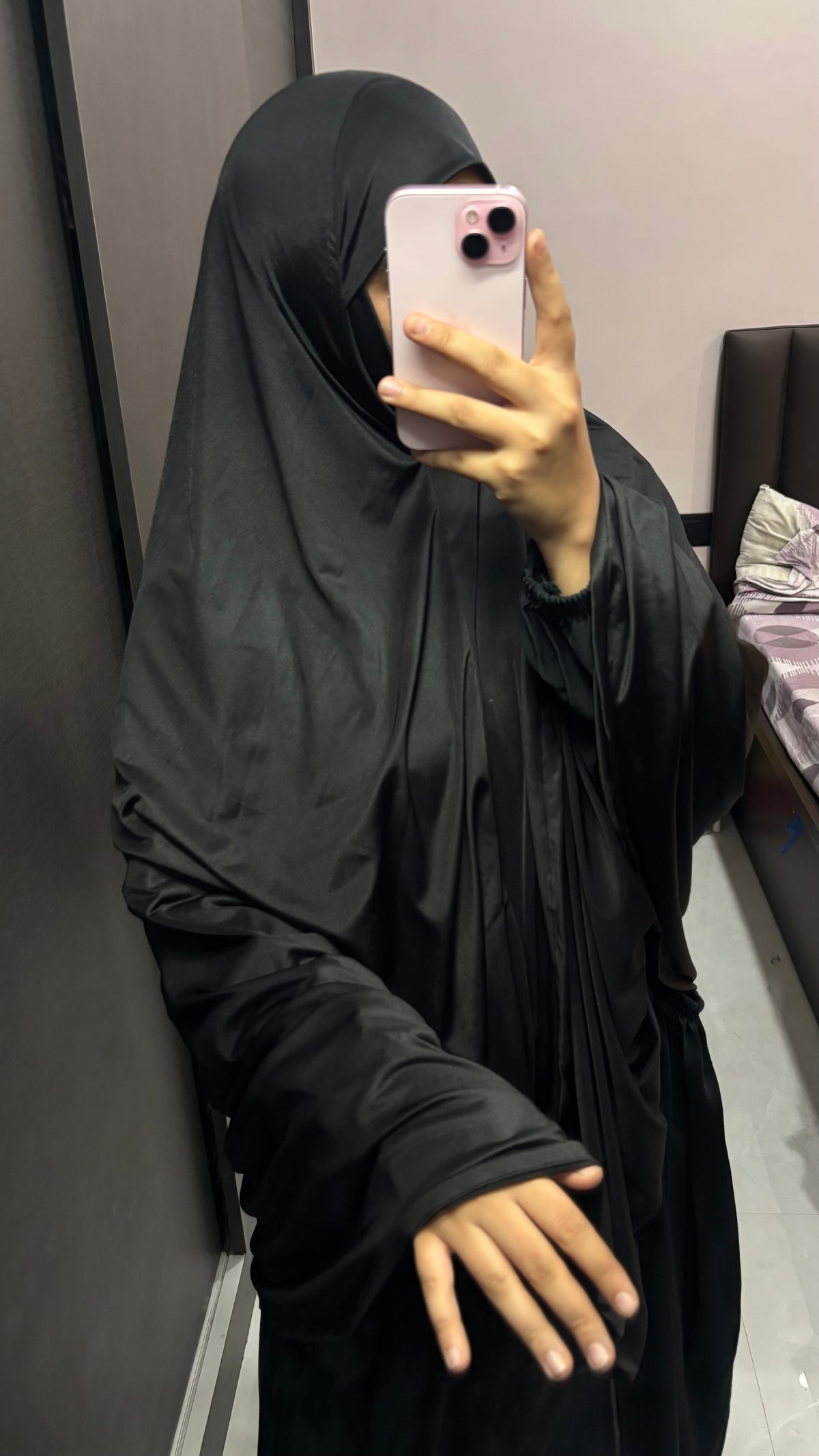 Black Makhna , 42” Long, Soft Lycra, wear over any abaya