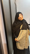 Black & Beige Designer Embroidered Dupatta