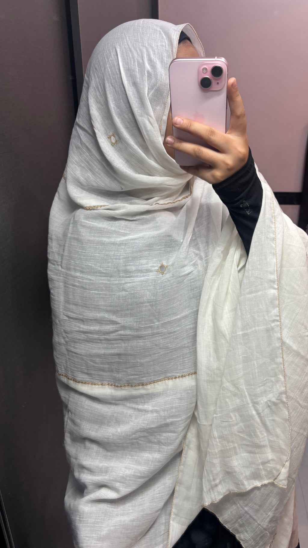 Off White & Beige Designer Embroidered Handwork Dupatta