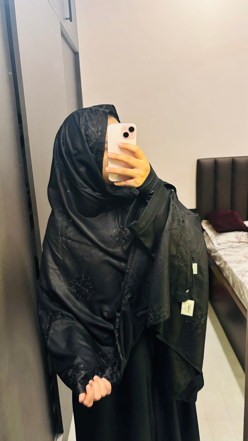 Black to Black Embroidered Rayon Namaz Dupatta