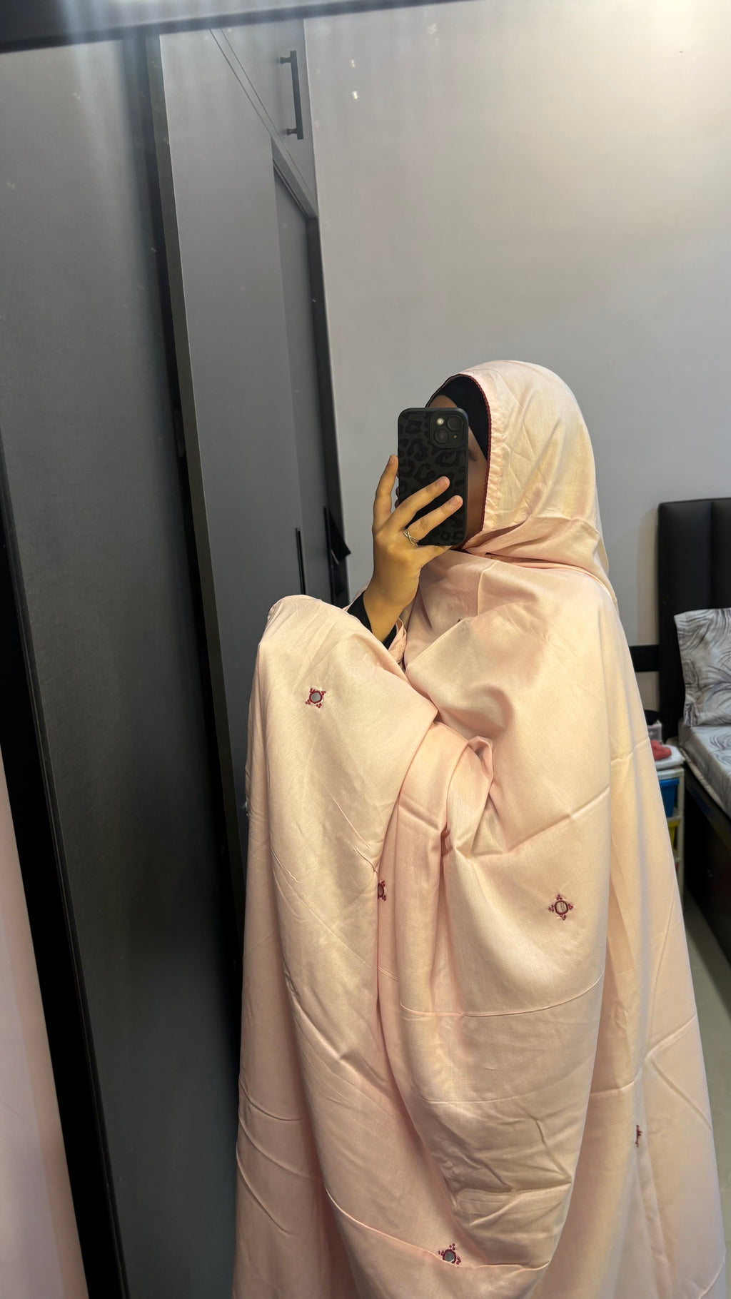 Baby Pink & Maroon Soft Rayon Big Dupatta/ Chadar