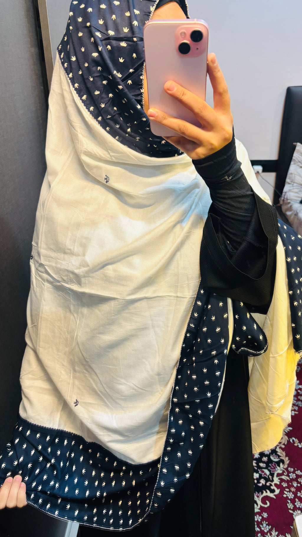 Designer Blue & white Handwork dupatta