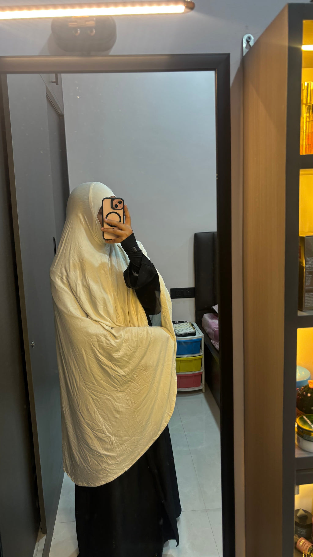 Extra Long white Cotton Hosiery Khimar