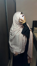 Baby Pink & Brown Minimal Bow Embroidered Rayon Dupatta