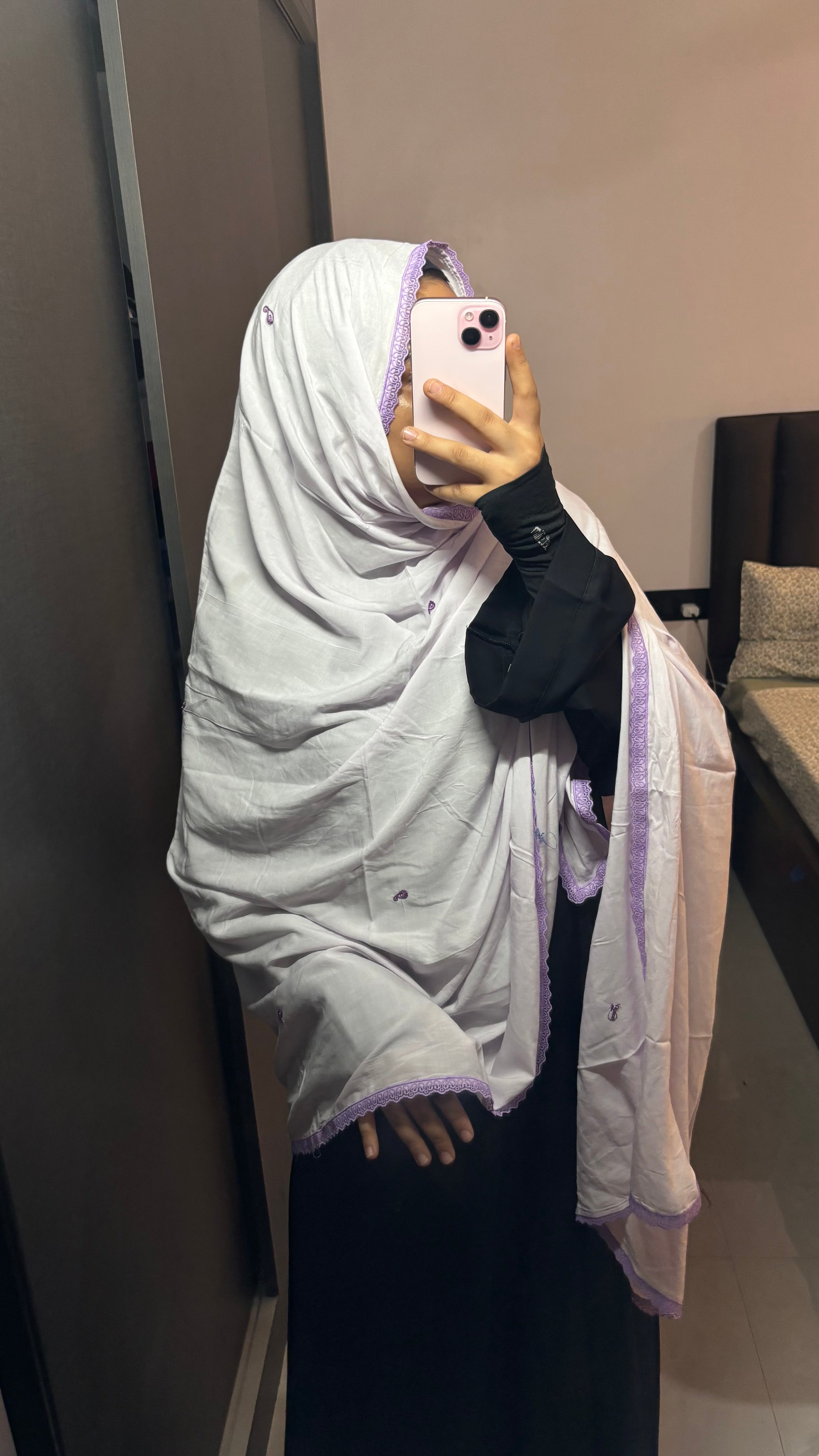 Purple Minimal Embroidered Rayon Dupatta