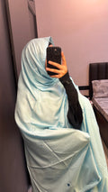 Sky Blue Self Embroidered Soft Rayon Big Dupatta/ Chadar