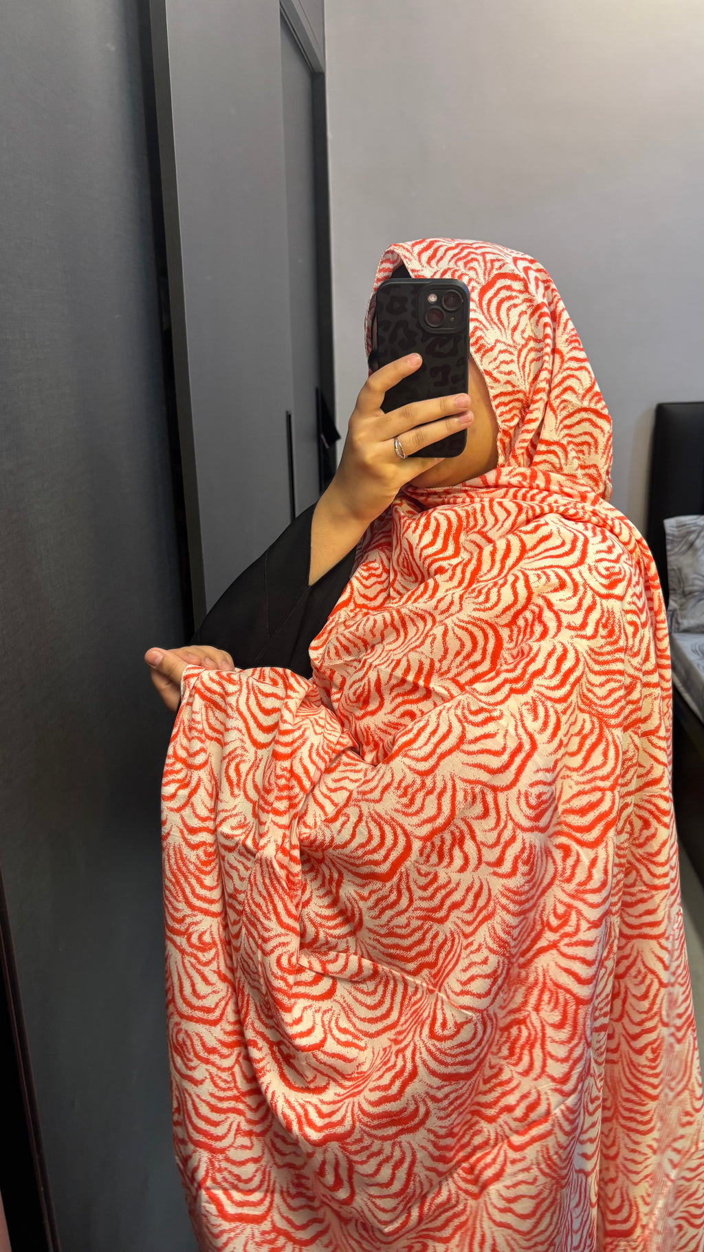 Red & White Pure Cotton Big Size Printed Dupatta