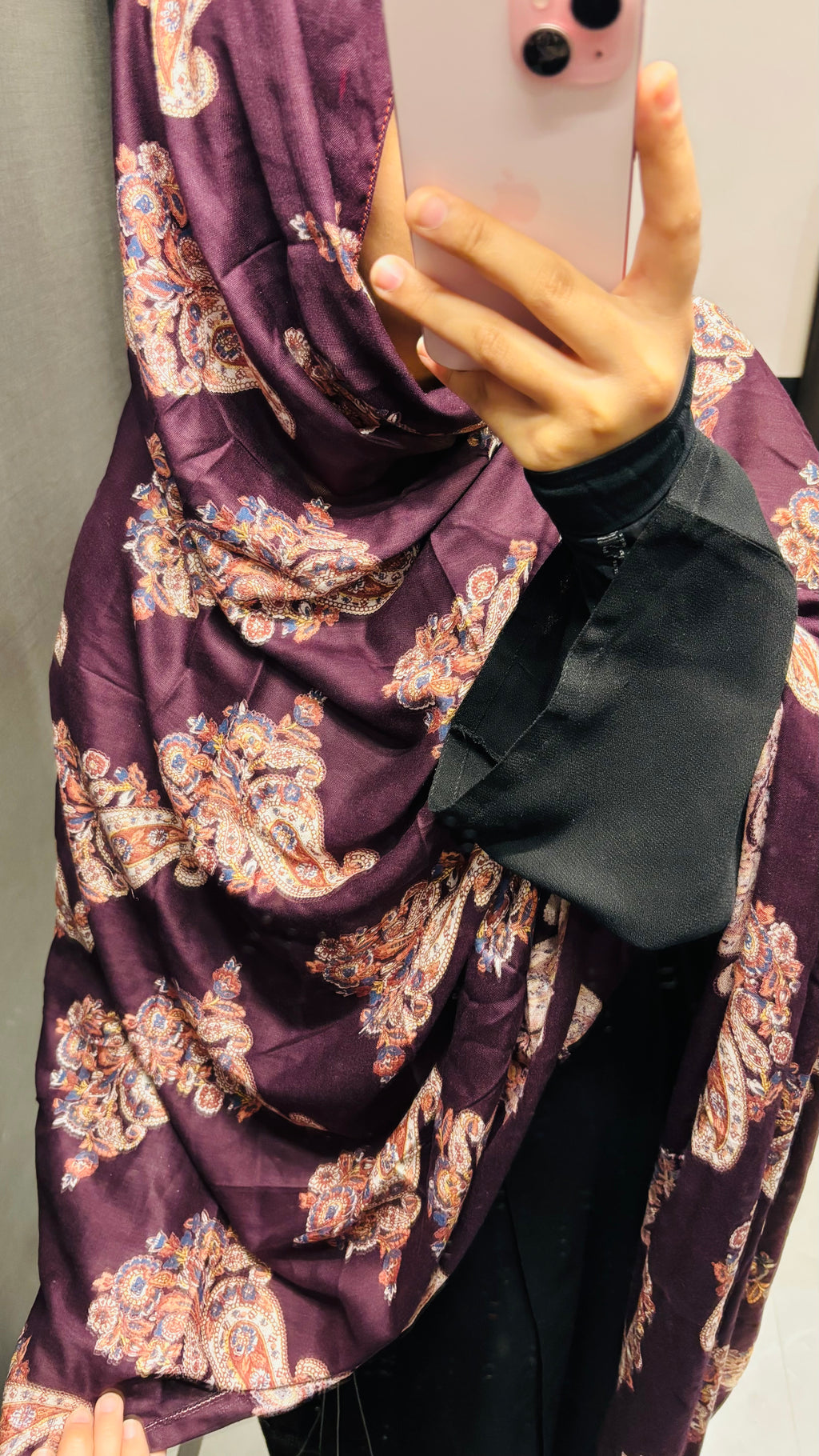 Printed Purple Rayon Namaz Dupatta