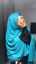Blue & Navy Blue Embroidered Rayon Dupatta