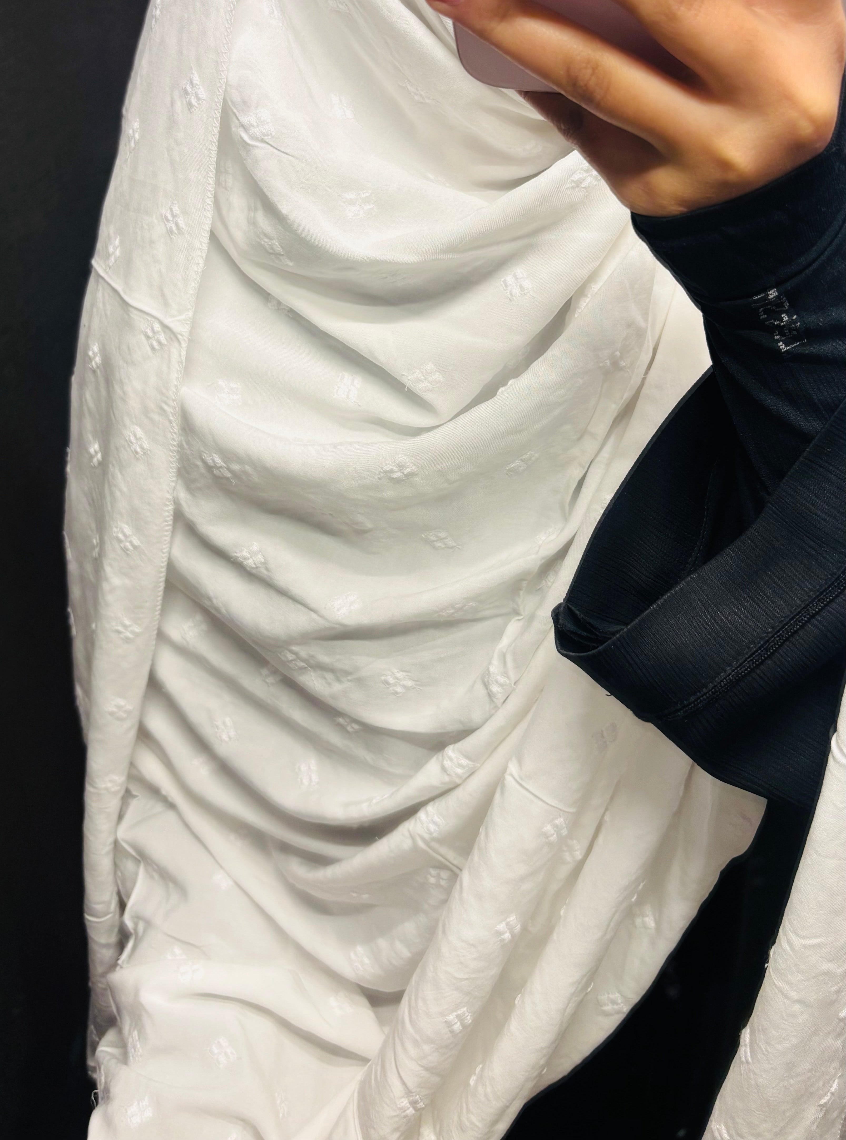 Embroidered chikan white dupatta - 2.25 x 1.5 meters