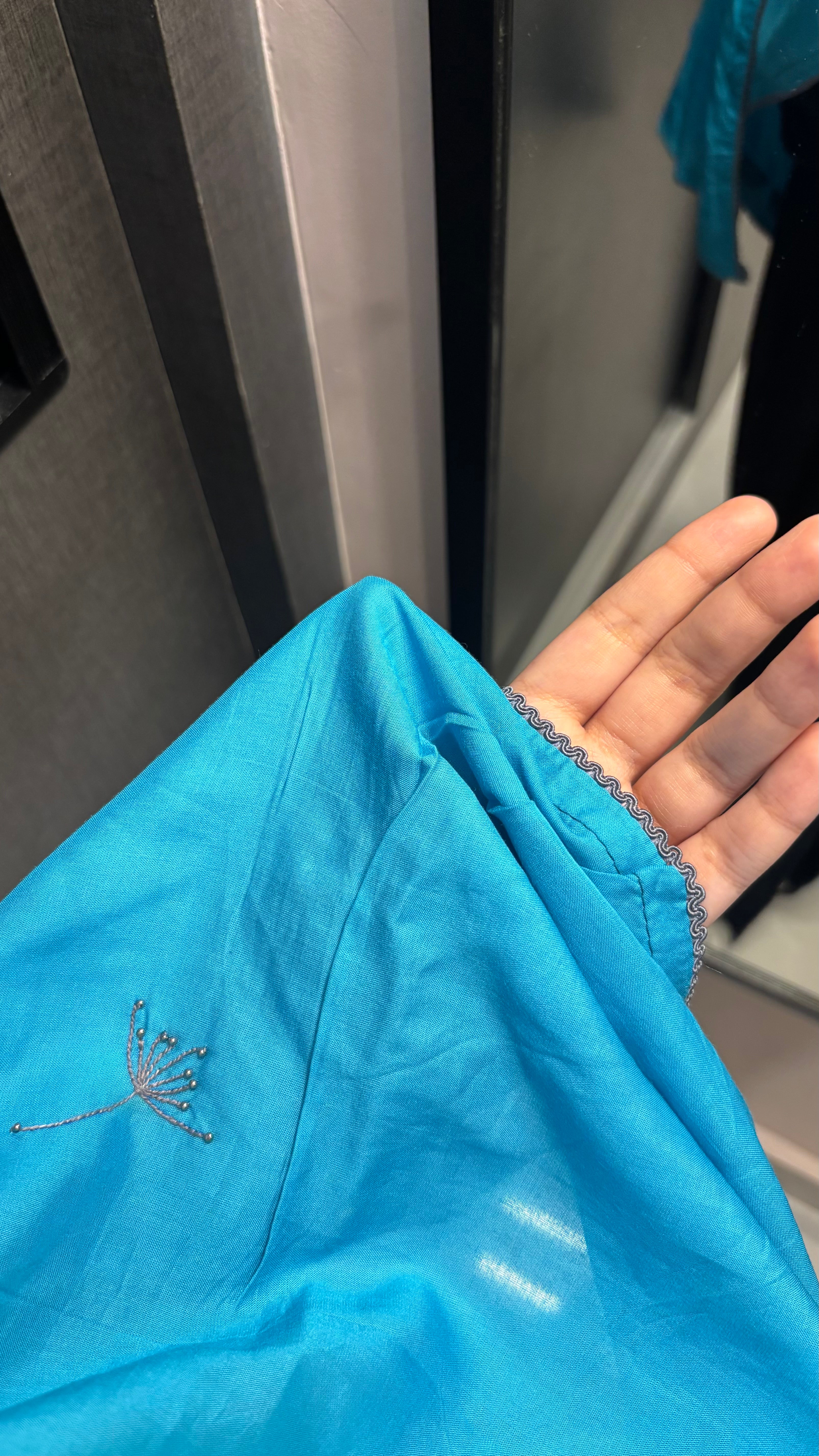 Blue Hand Work Dupatta with lace