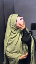 Green Cotton Crush Mirror work embroidered Dupatta