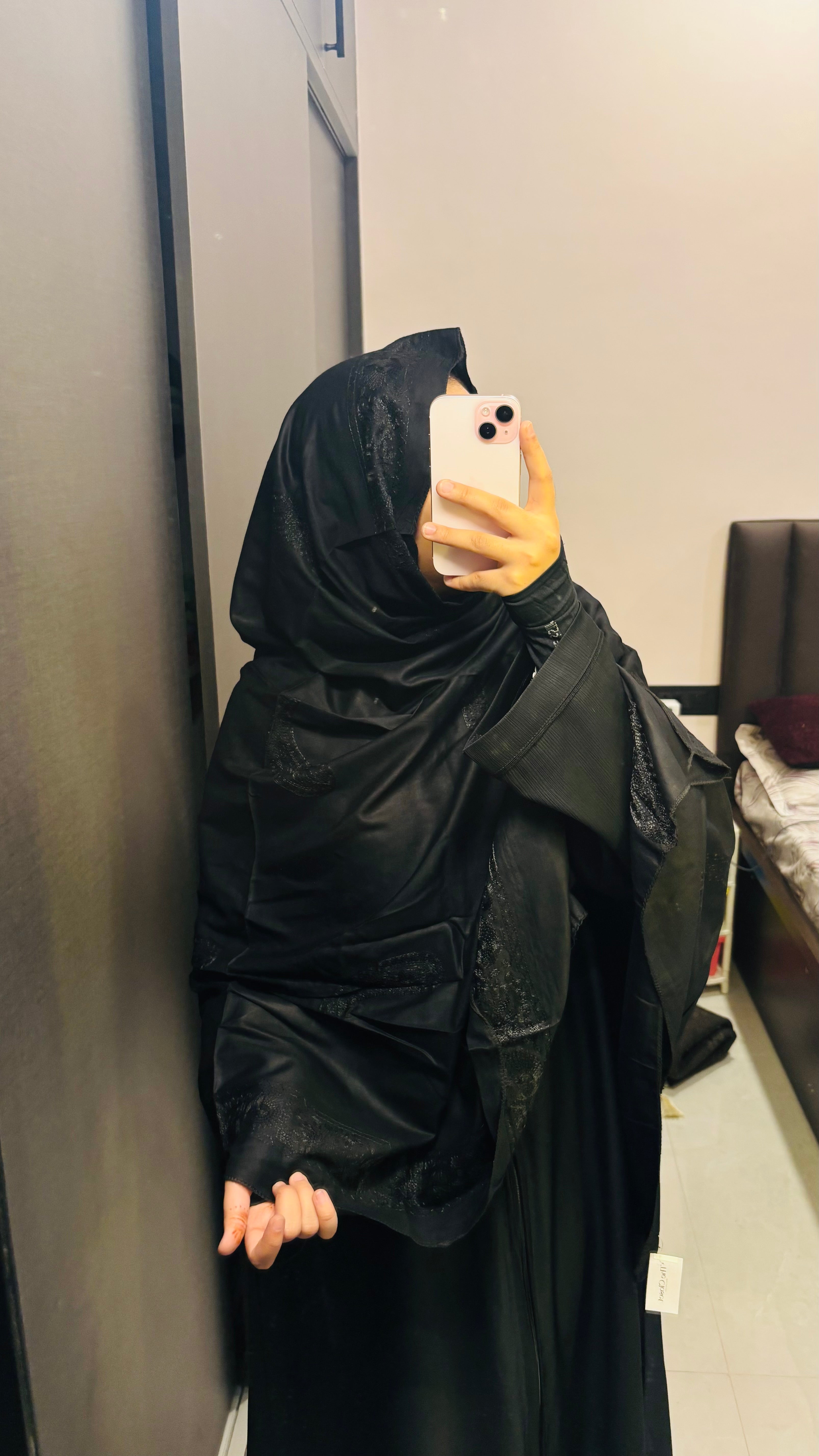 Black to Black Embroidered Rayon Namaz Dupatta