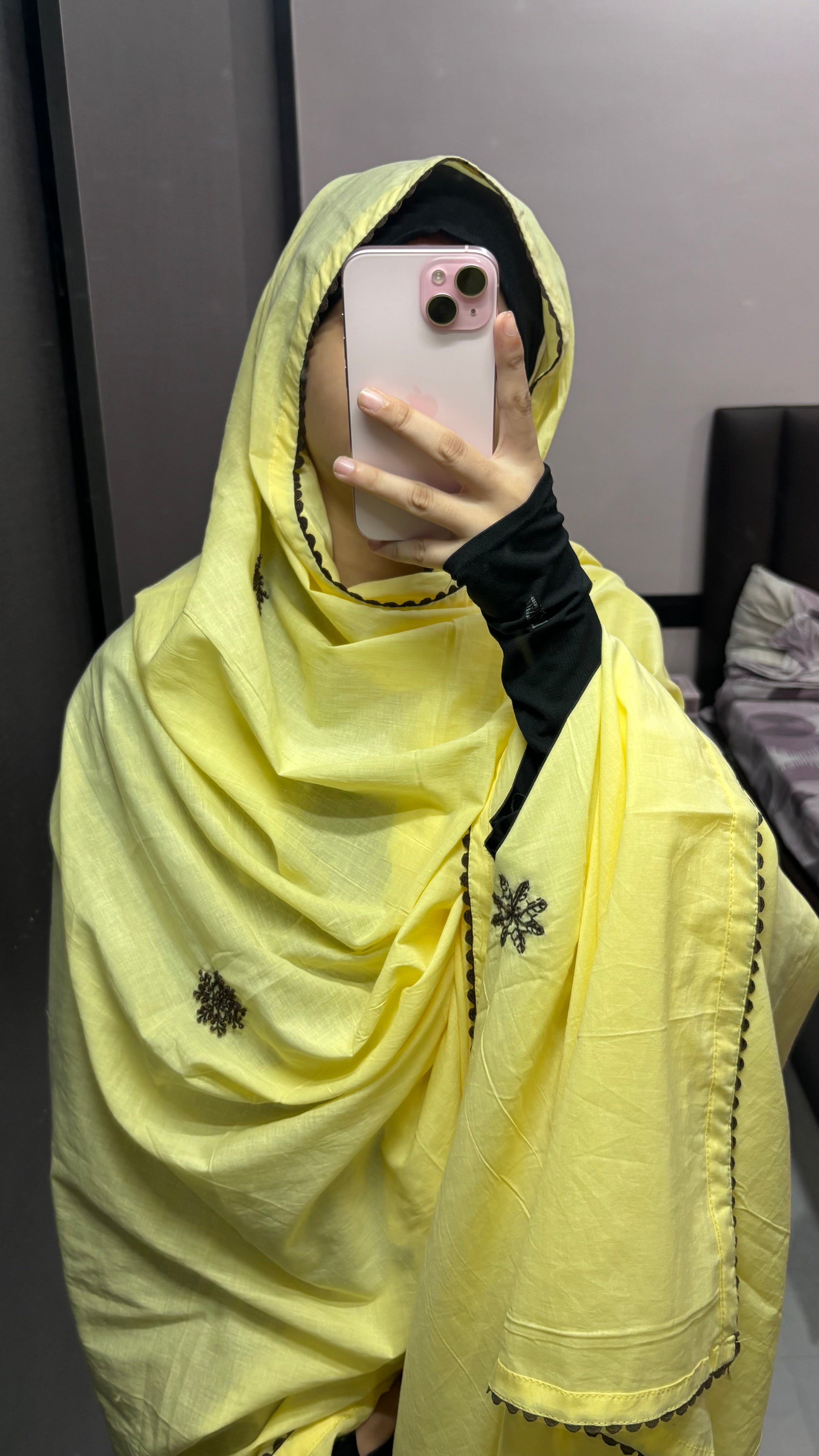 Yellow pure cotton snowflakes Big Dupatta/Chadar