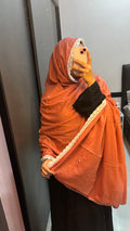 Rust & White Hand Work Pure Cotton Dupatta