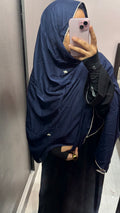 Navy Blue & Off White Embroidery Rayon Dupatta