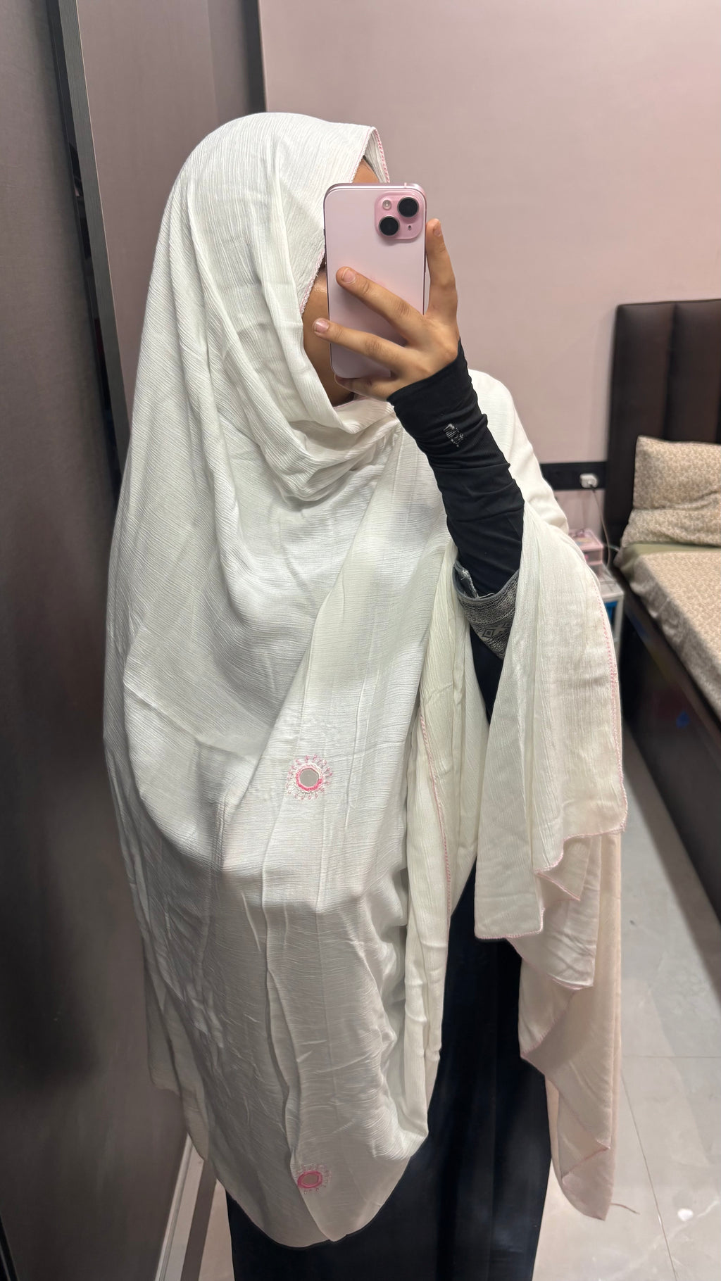 White Pure Cotton Non transparent Dupatta