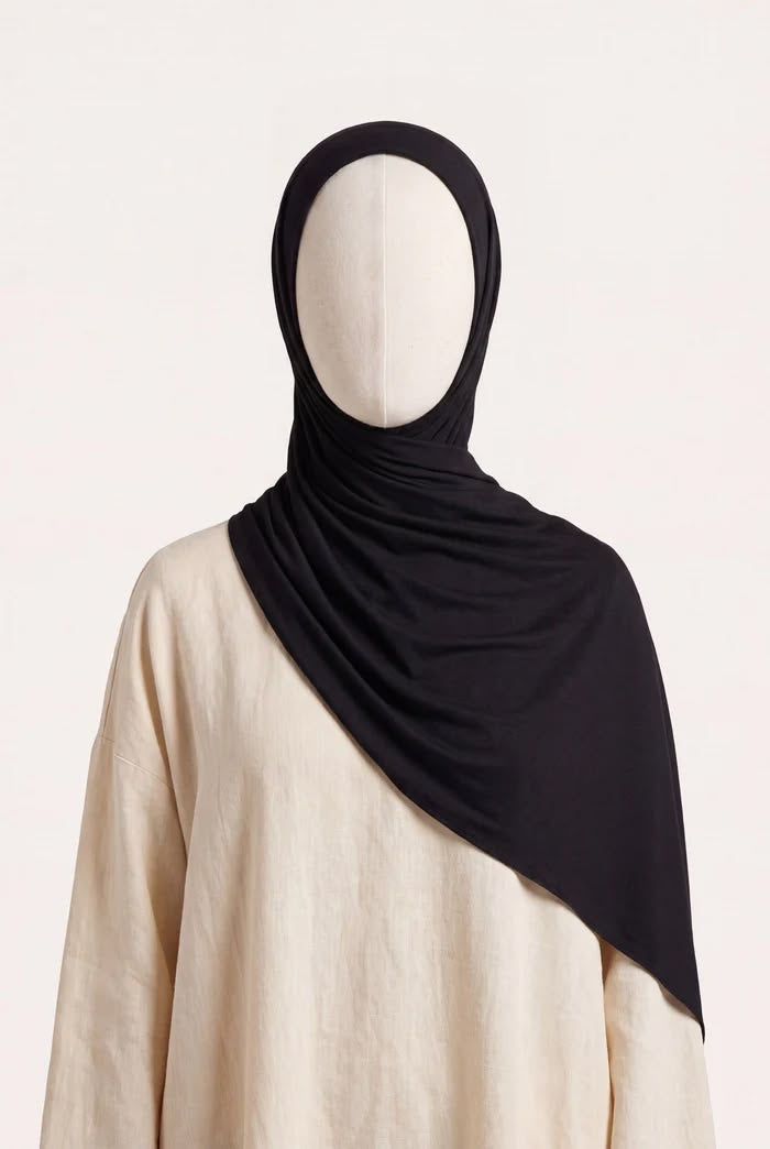 Black Bamboo Jersey Hijabs - 2 meters
