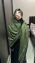 Green and  white Pure Cotton designer Big Dupatta/Chadar