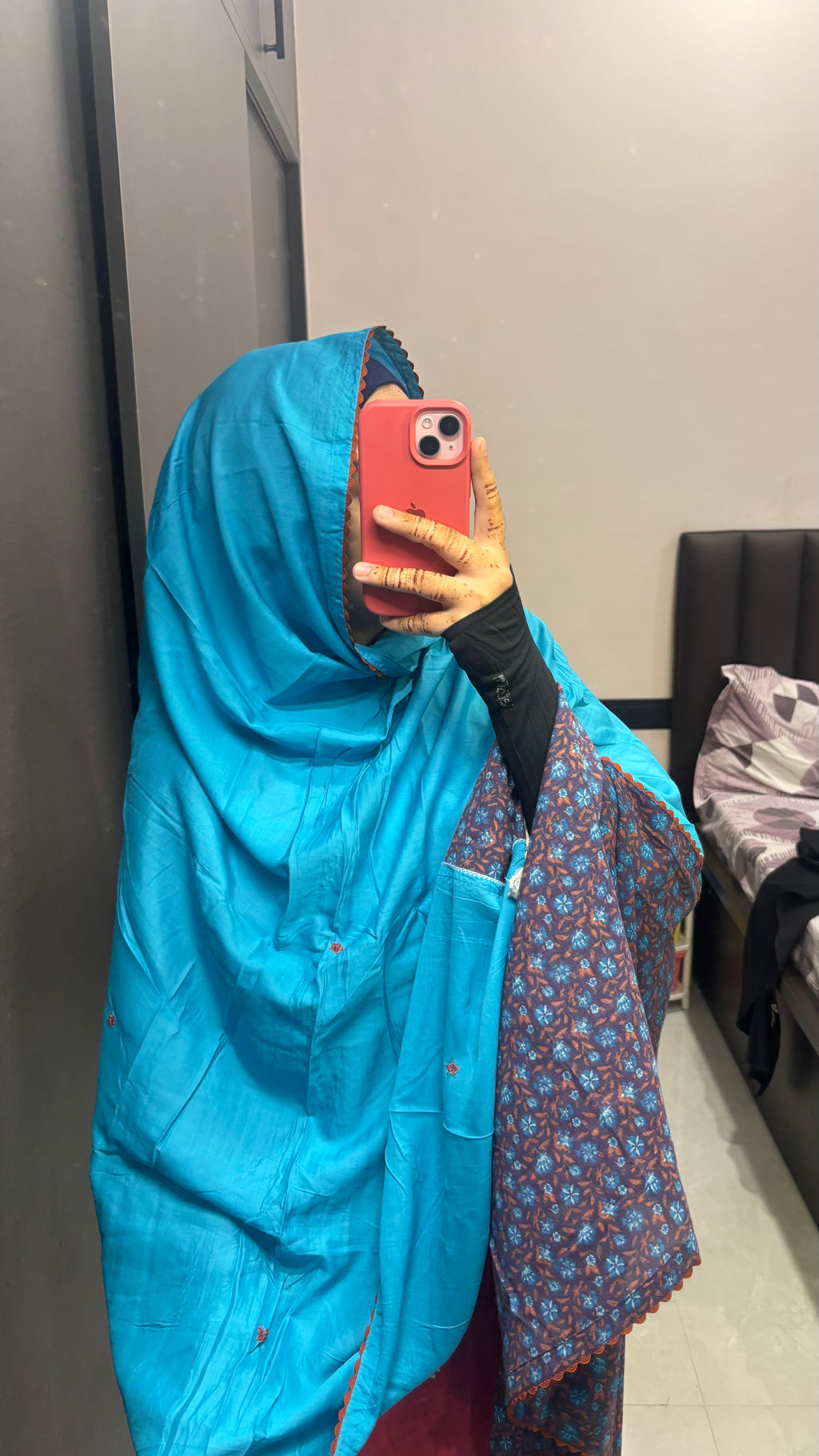 Blue & Purple Embroidered Designer Dupatta