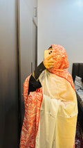 Red & white bridal designer dupatta