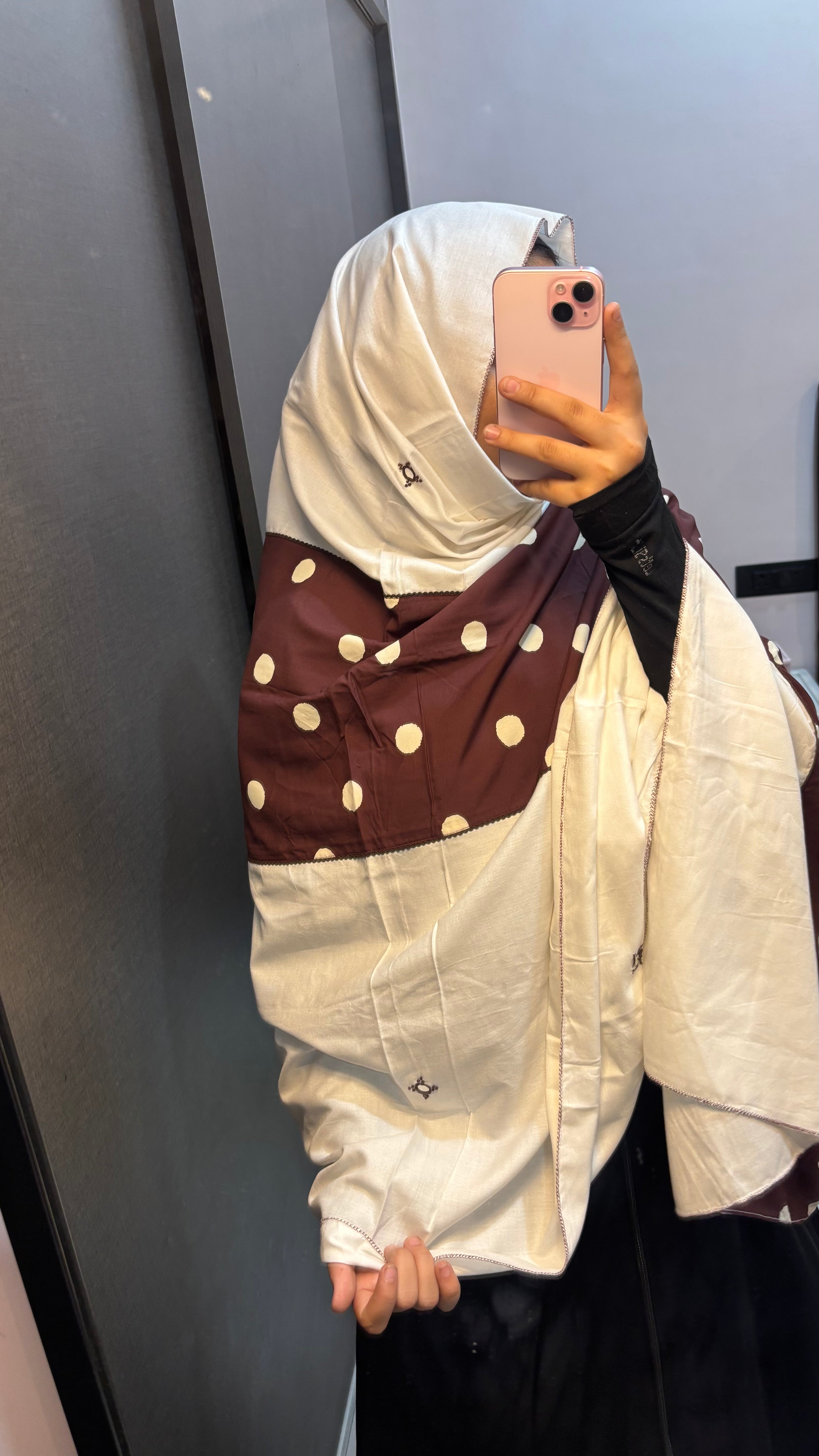 Brown & White Rayon Designer Embroidered Dupatta