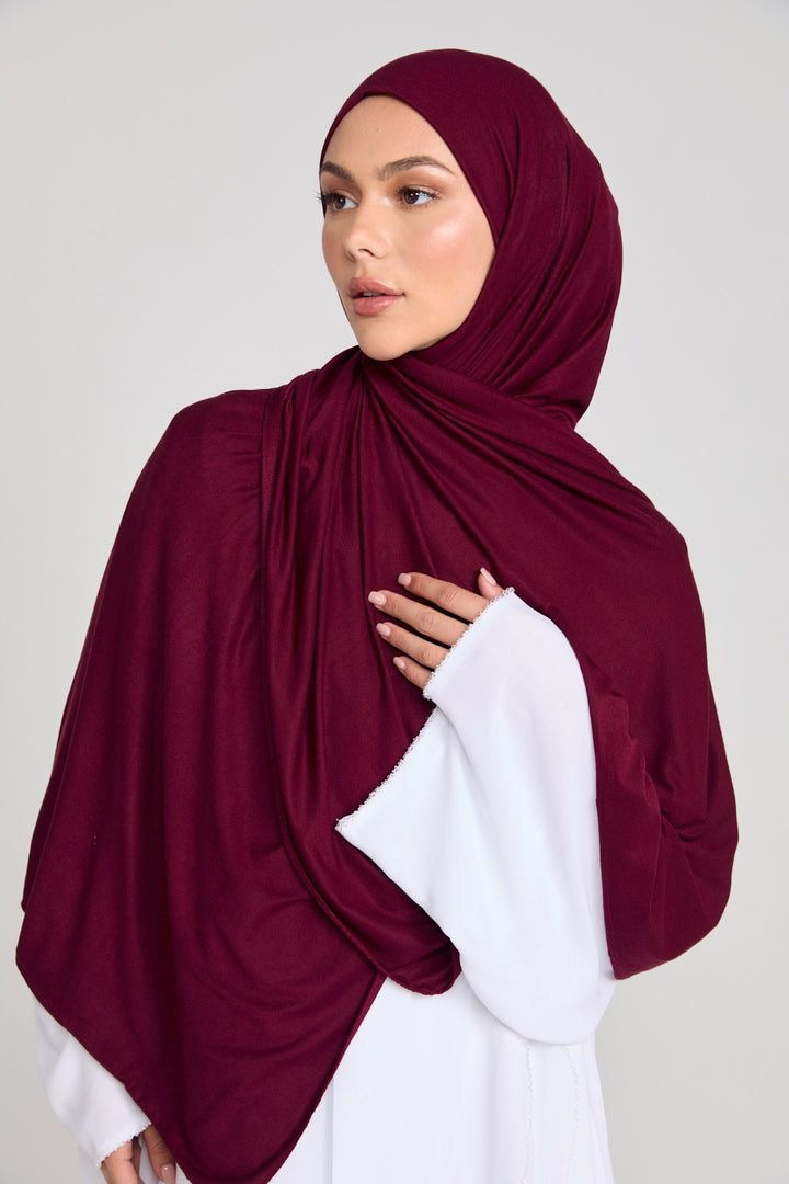 Maroon Bamboo Jersey Hijabs - 2 meters
