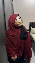 Maroon & Off White Lace Pure Cotton Dupatta