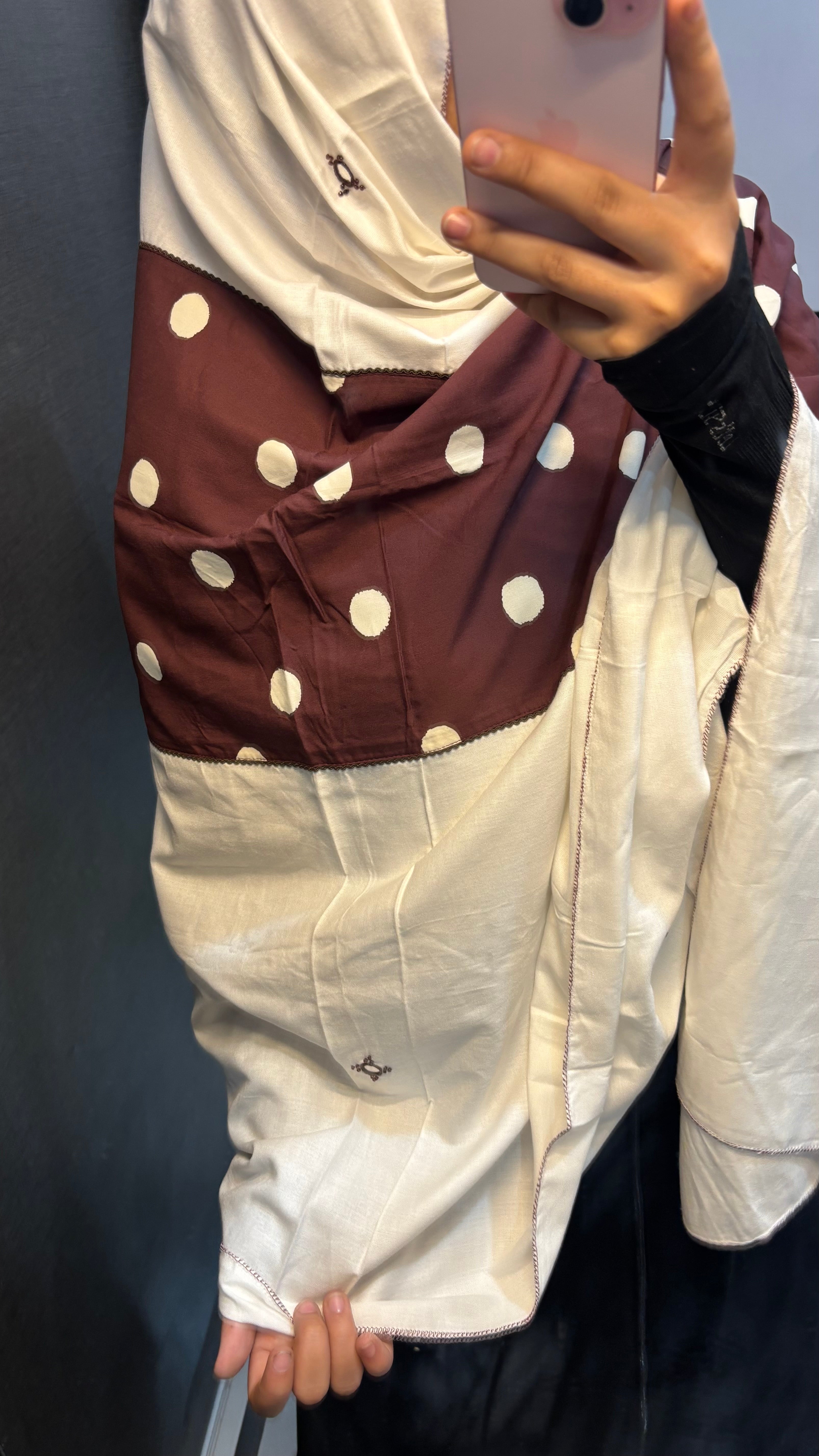 Brown & White Rayon Designer Embroidered Dupatta